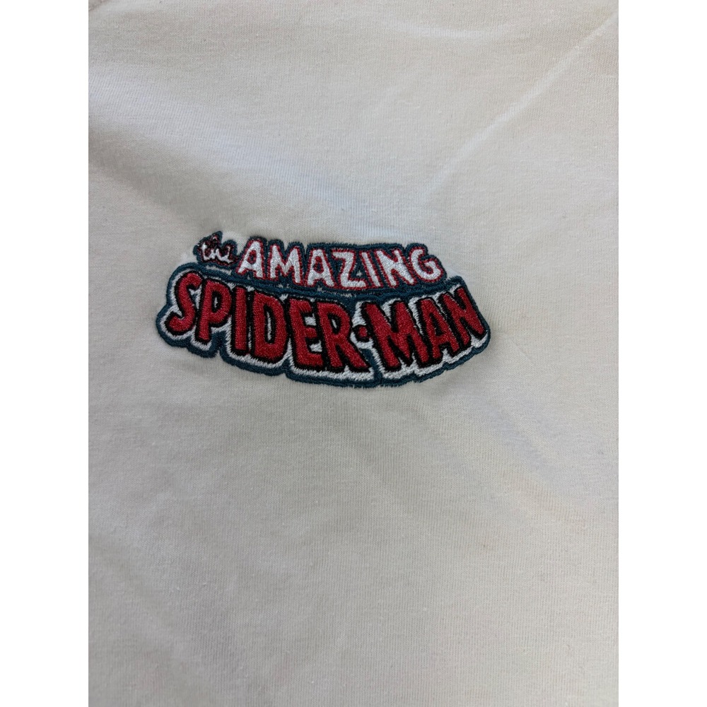 Marvel The Amazing Spider-Man Graphic T-Shirt Cream Mens Large Embroidered Logo - Picture 2 of 6